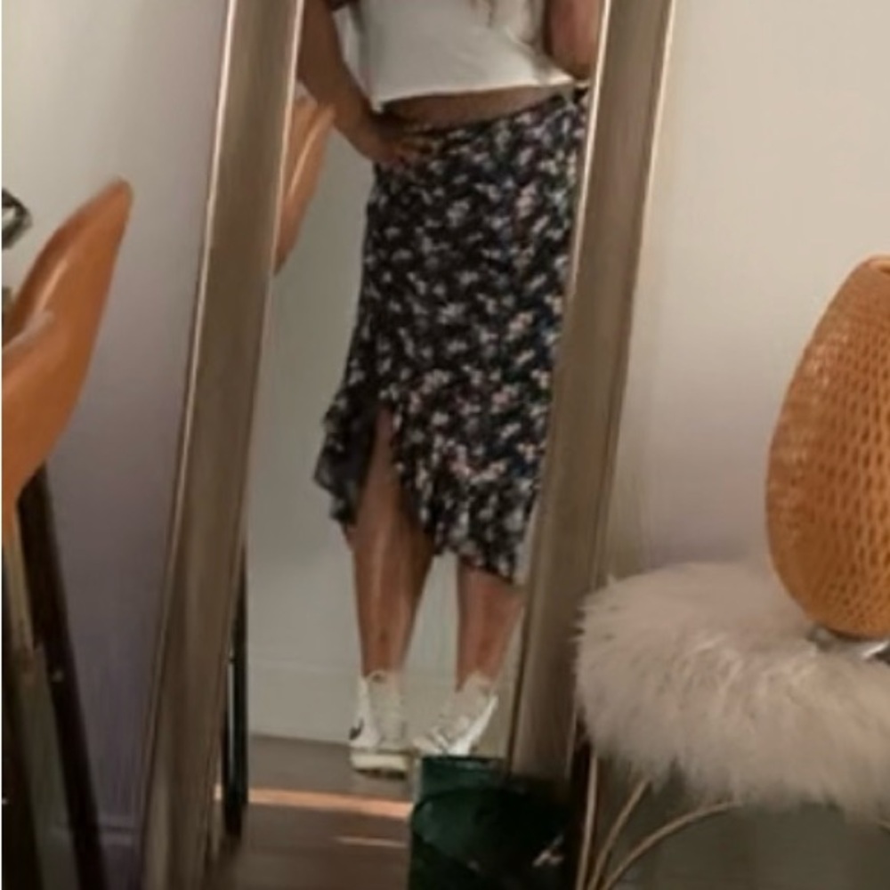 Nasty Gal Ruched Floral Midi Skirt